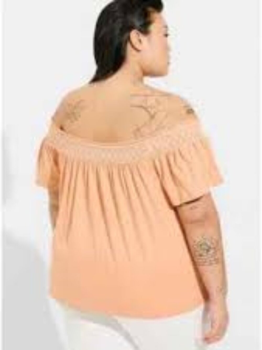 NWT Torrid Cotton-Modal Jersey Off-The-Shoulder Smocked Yoke Top 3X